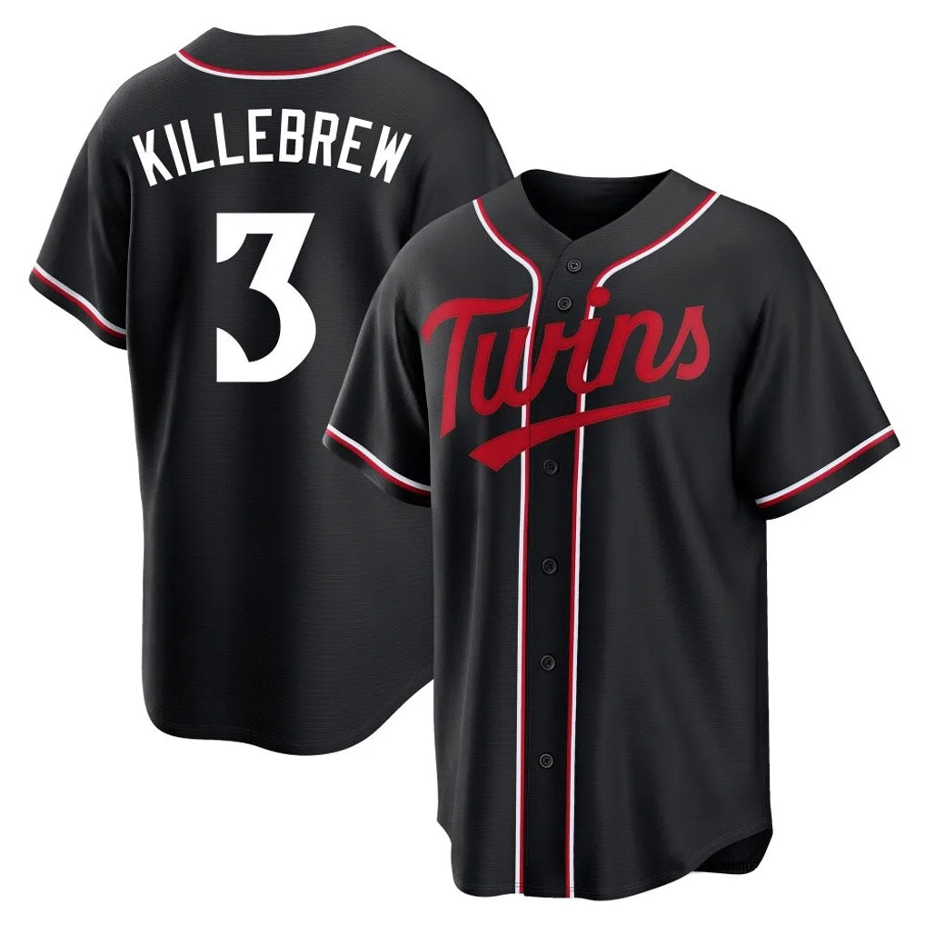 Odoa M.Twins #3 Harmon Killebrew Player Black Fashion Out Home Limited Stitched Jerseys