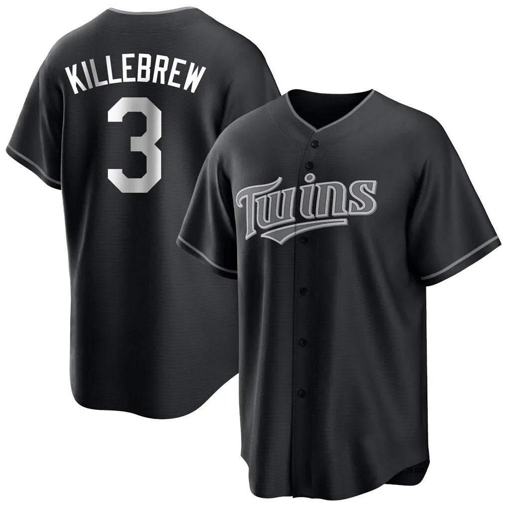 Odoa M.Twins #3 Harmon Killebrew Player Black Home Game Stitched Jerseys
