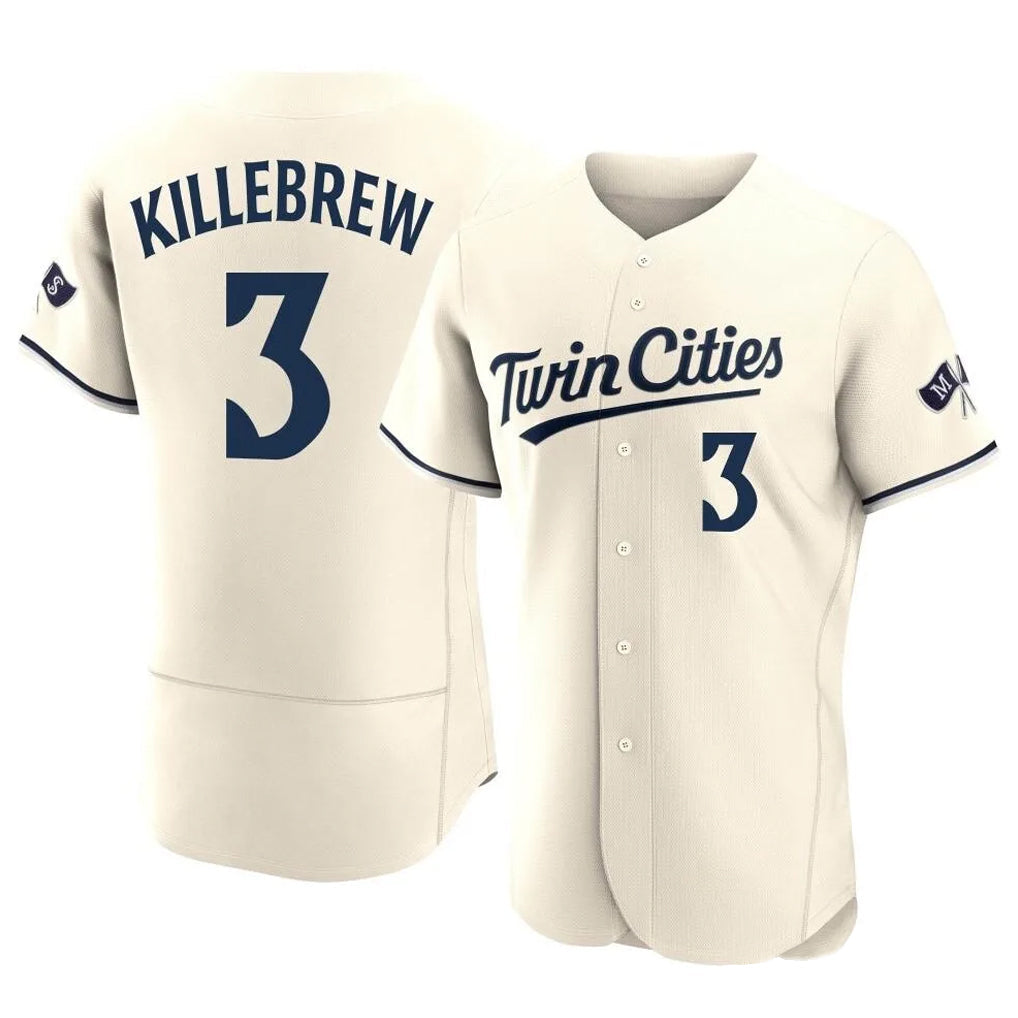 Odoa M.Twins #3 Harmon Killebrew Player Cream Home Limited Elite Stitched Jerseys