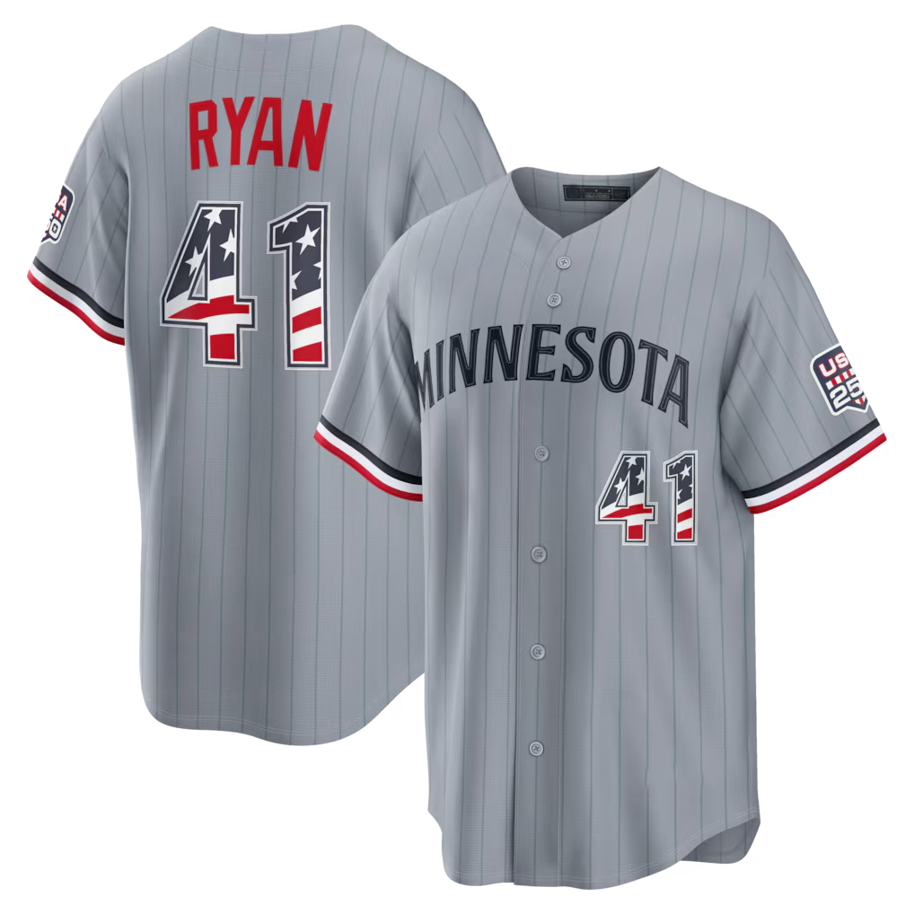 Odoa M.Twins #41 Joe Ryan Gray USA 250 Fourth of July Road Stadium Jersey