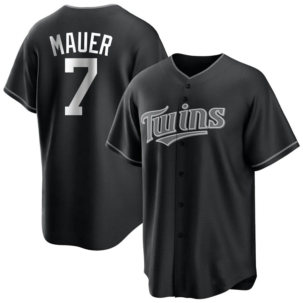Odoa M.Twins #7 Joe Mauer Player Black Home Game Stitched Jerseys