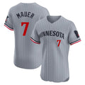Odoa M.Twins #7 Joe Mauer Player Gray Home Limited Elite Stitched Jerseys