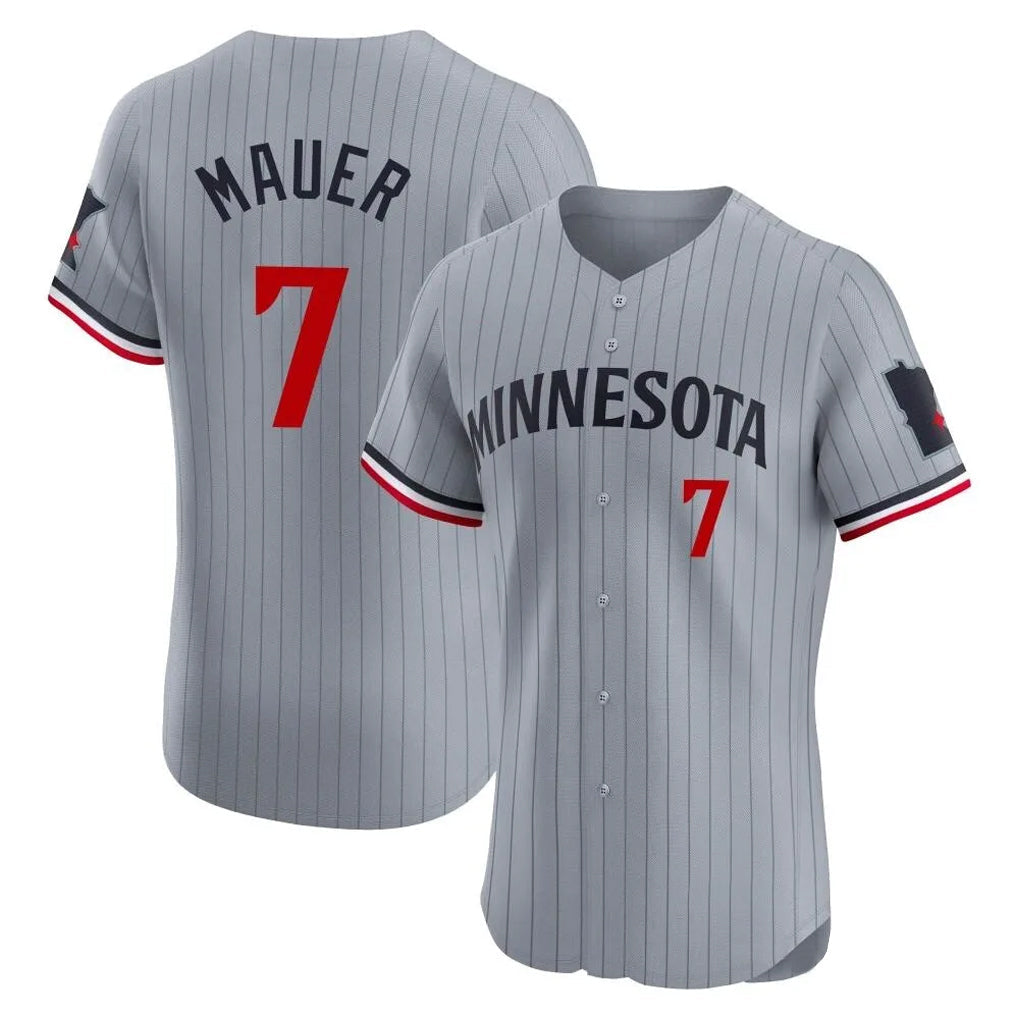 Odoa M.Twins #7 Joe Mauer Player Gray Home Limited Elite Stitched Jerseys