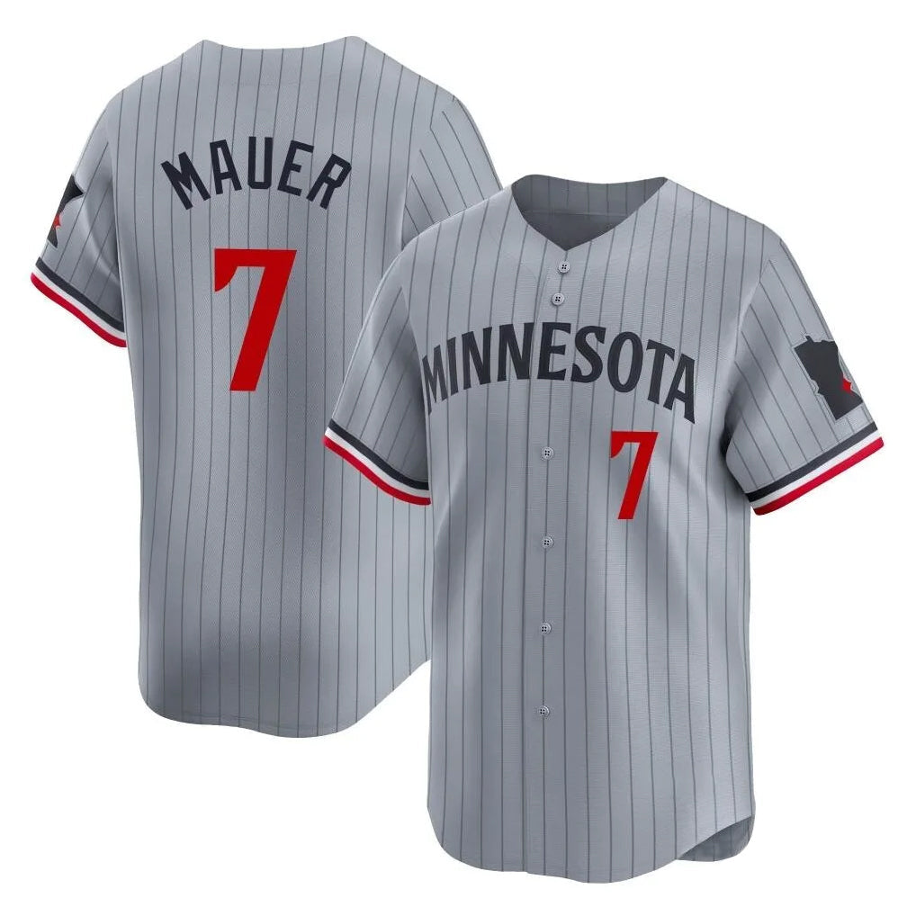 Odoa M.Twins #7 Joe Mauer Player Gray Home Limited Stitched Jerseys