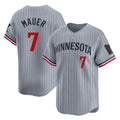 Odoa M.Twins #7 Joe Mauer Player Gray Home Limited Stitched Jerseys