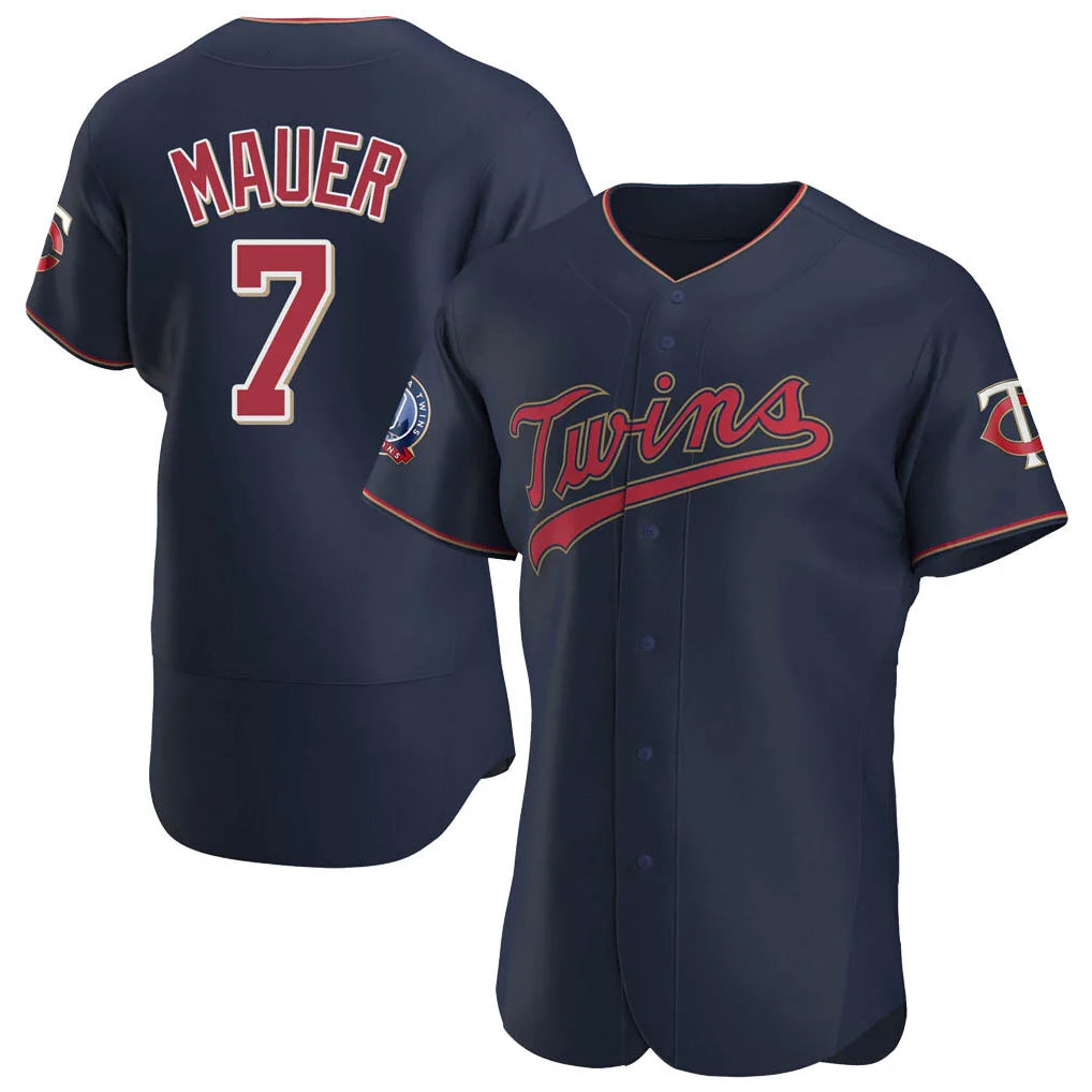 Odoa M.Twins #7 Joe Mauer Player Navy 60th Home Limited Elite Stitched Jerseys