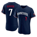 Odoa M.Twins #7 Joe Mauer Player Navy Replica Home Limited Elite Stitched Jerseys
