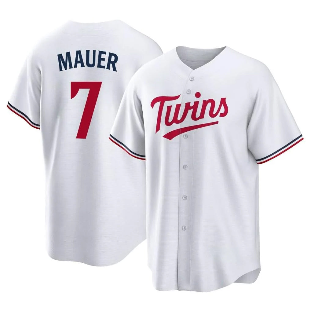 Odoa M.Twins #7 Joe Mauer Player White Home Game Stitched Jerseys