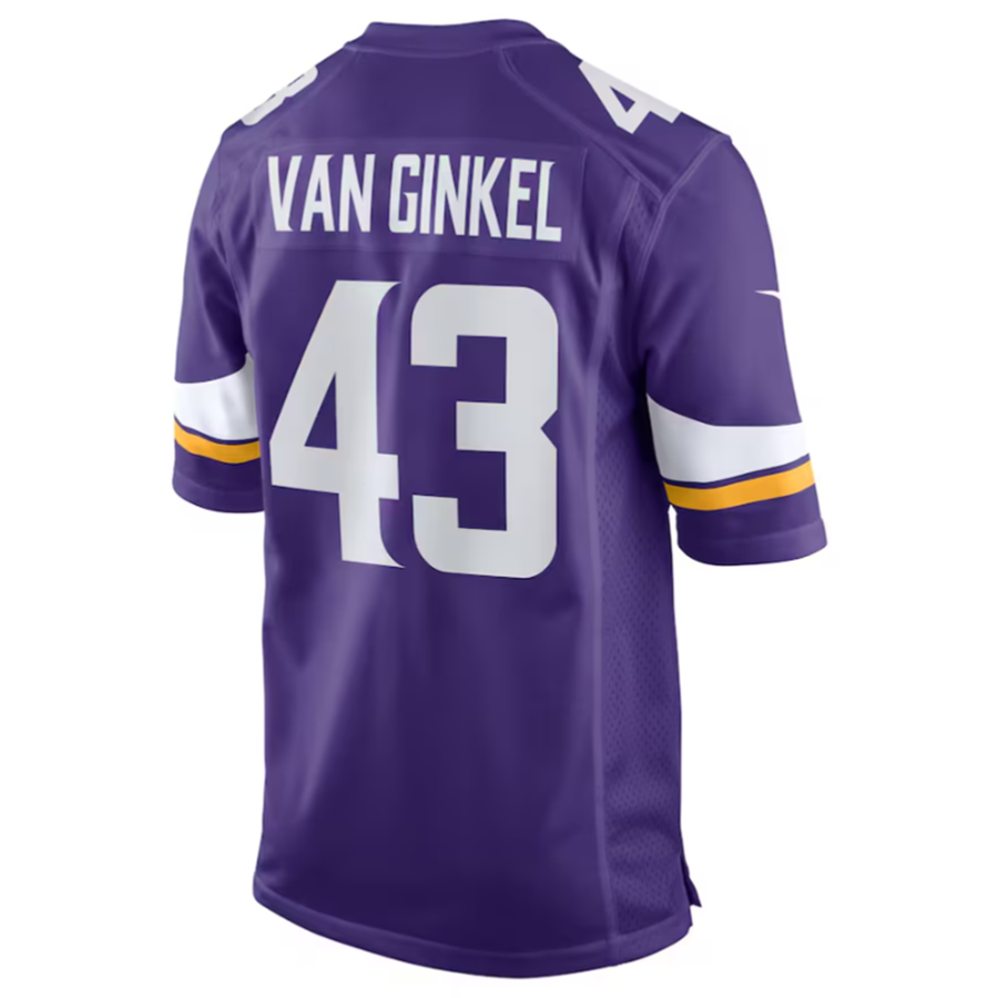 Odoa MN.Vikings #43 Andrew Van Ginkel Purple Team Game Jersey Stitched American Stitched Jerseys