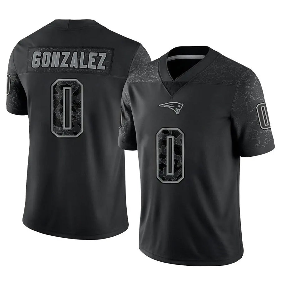Odoa NE.Patriots #0 Christian Gonzalez Player Black Reflective Limited Stitched Jerseys