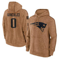 Odoa NE.Patriots #0 Christian Gonzalez Player Brown Salute to Service Pullover Hoodies Limited Game Stitched Jerseys