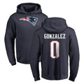 Odoa NE.Patriots #0 Christian Gonzalez Player Navy LOGO Pullover Hoodies Home Game Stitched Jerseys