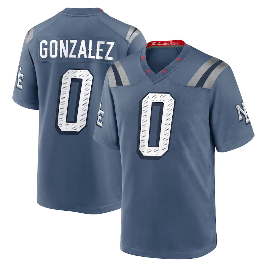 Odoa NE.Patriots #0 Christian Gonzalez Player Storm Blue Rivalries Collection Game Stitched Jerseys