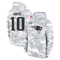 Odoa NE.Patriots #10 Drake Maye Player Arctic Camo Salute to Service Pullover Hoodies Limited Game Stitched Jerseys