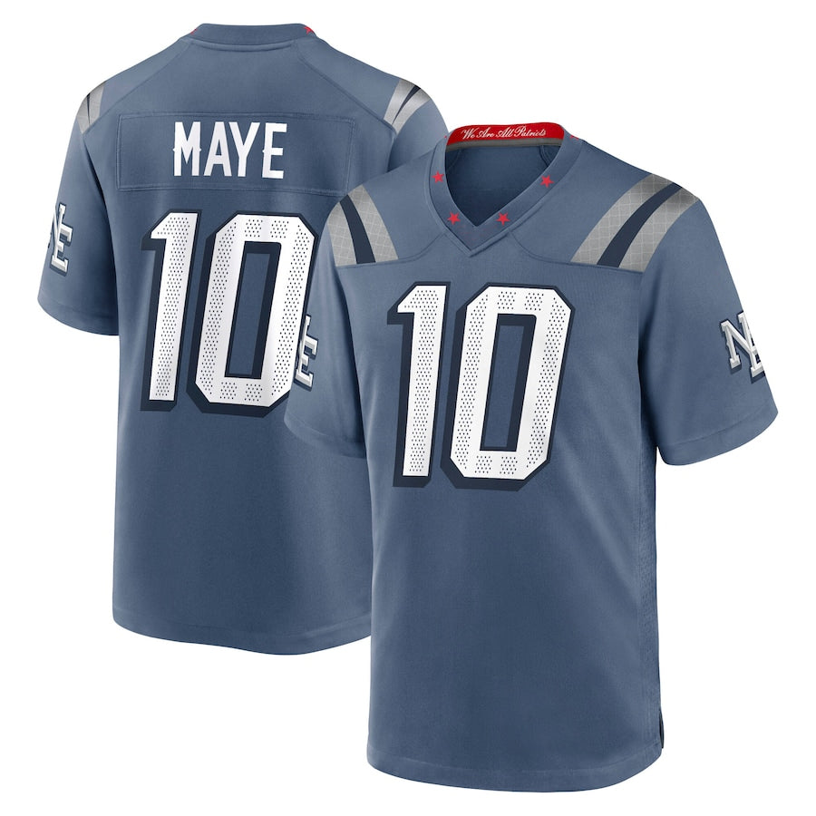 Odoa NE.Patriots #10 Drake Maye Player Storm Blue Rivalries Collection Game Stitched Jerseys
