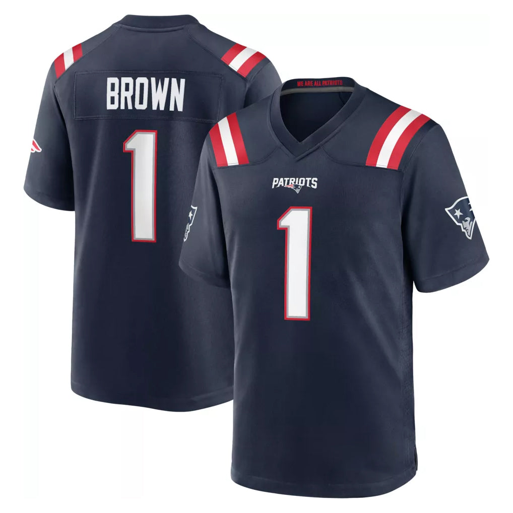Odoa NE.Patriots #1 A.J. Brown Player Navy Home Game Stitched Jerseys