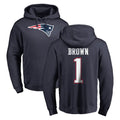 Odoa NE.Patriots #1 A.J. Brown Player Navy LOGO Pullover Hoodies Home Game Stitched Jerseys