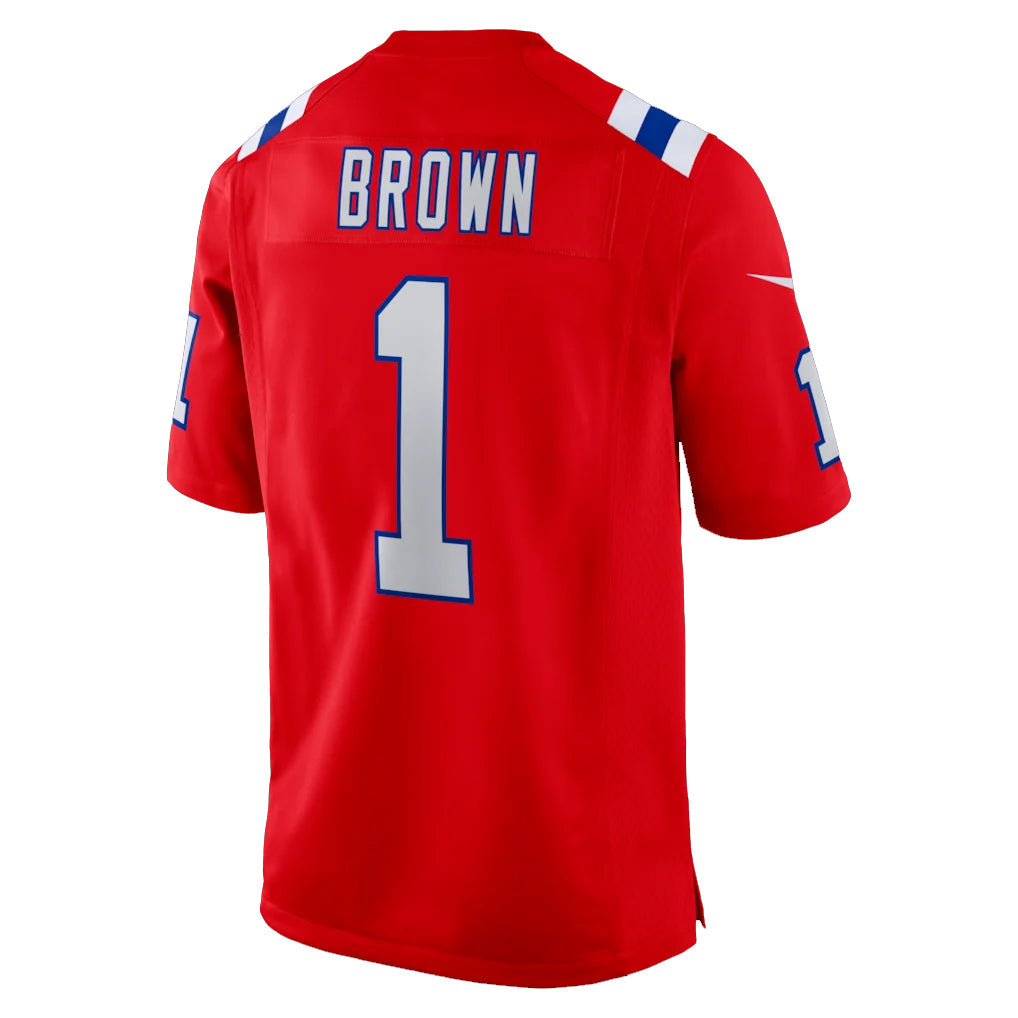 Odoa NE.Patriots #1 A.J. Brown Player Red Home Game Stitched Jerseys