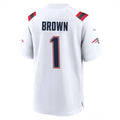 Odoa NE.Patriots #1 A.J. Brown Player White Home Game Stitched Jerseys