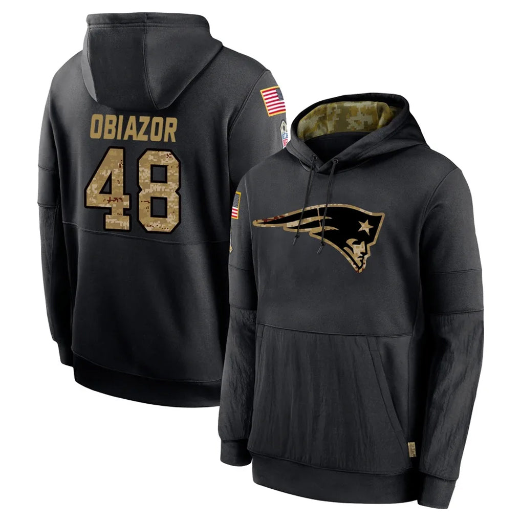 Odoa NE.Patriots #48 Namdi Obiazor Player Black Salute to Service Hoodies Limited Game Stitched Jerseys