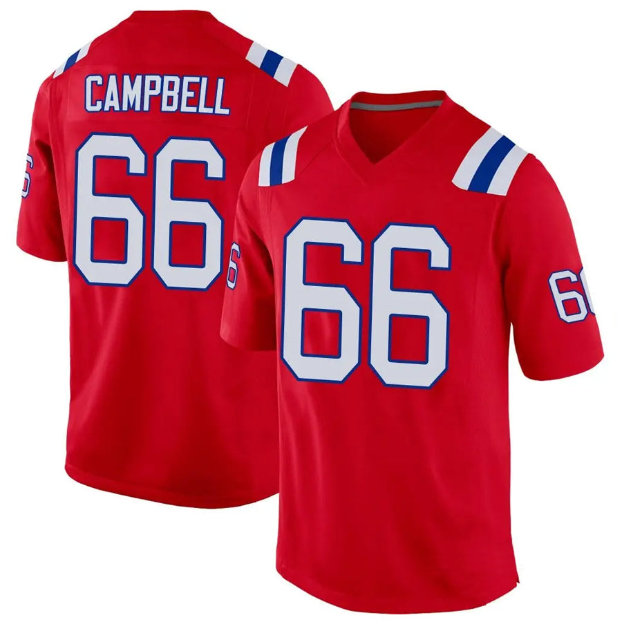 Odoa NE.Patriots #66 Will Campbell Player Red Home Game Stitched Jerseys