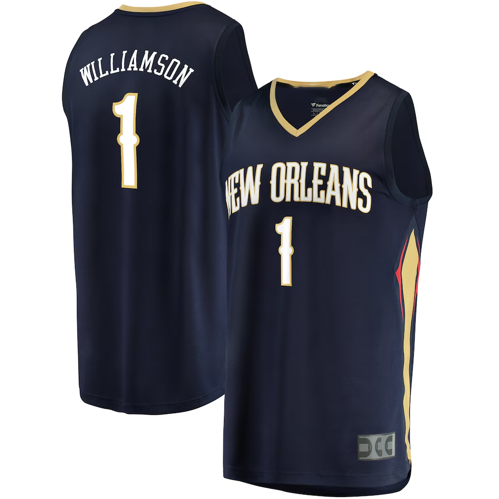 Odoa NO.Pelicans #1 Zion Williamson Navy Replica Fast Break Stitched Jerseys- Icon Edition