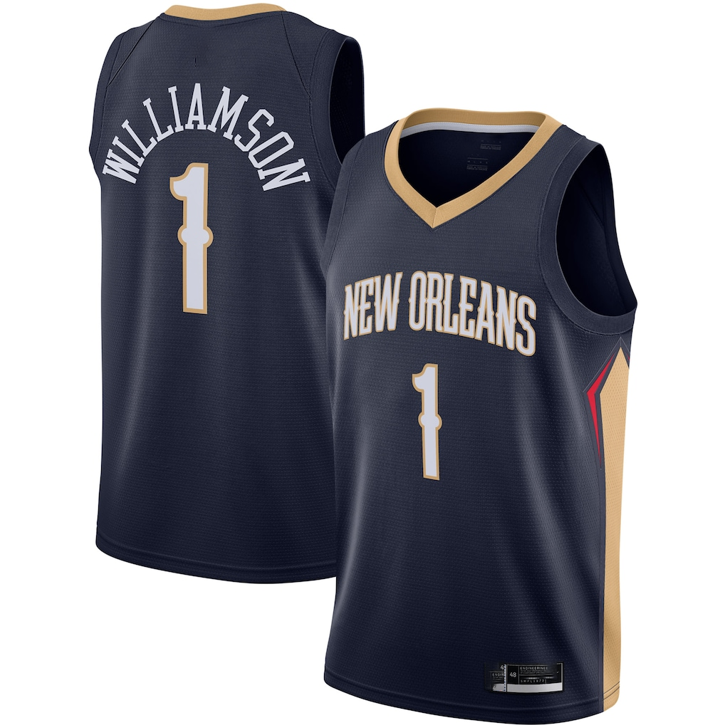 Odoa NO.Pelicans #1 Zion Williamson Navy Swingman Stitched Jerseys- Icon Edition