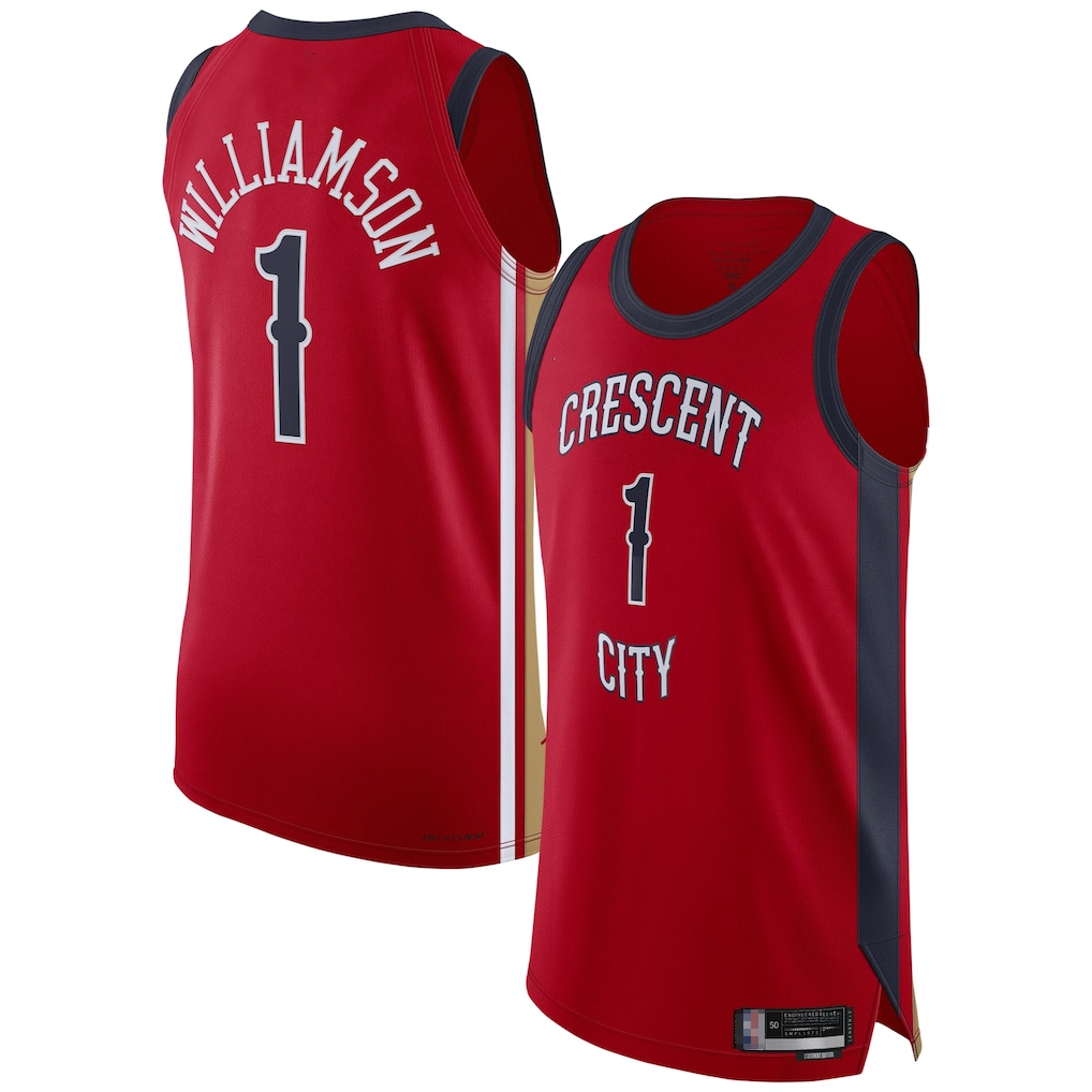 Odoa NO.Pelicans #1 Zion Williamson Red Authentic Stitched Jerseys- Statement Edition