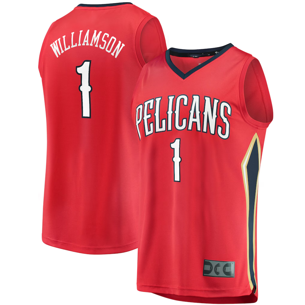 Odoa NO.Pelicans #1 Zion Williamson Red Replica Fast Break Stitched Jerseys- Statement Edition