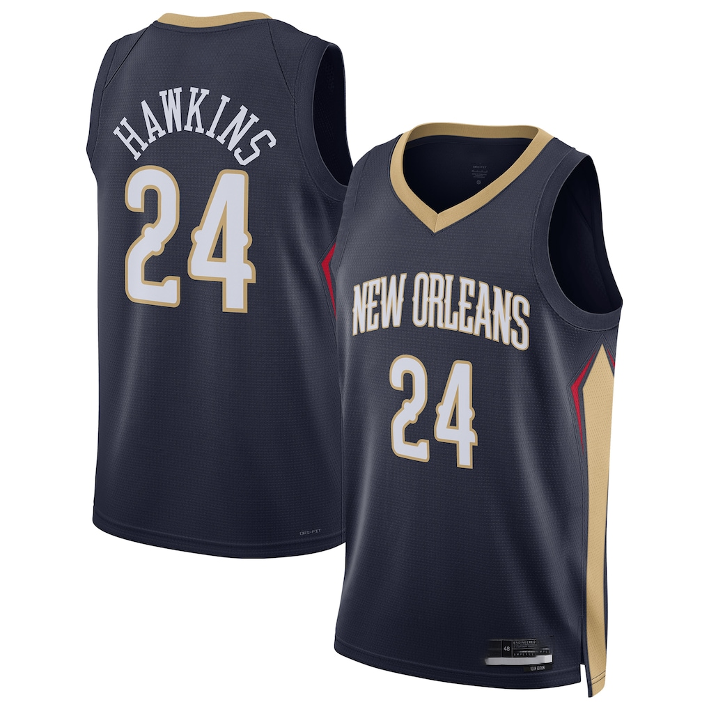 Odoa NO.Pelicans #24 Jordan Hawkins Navy Swingman Stitched Jerseys- Icon Edition