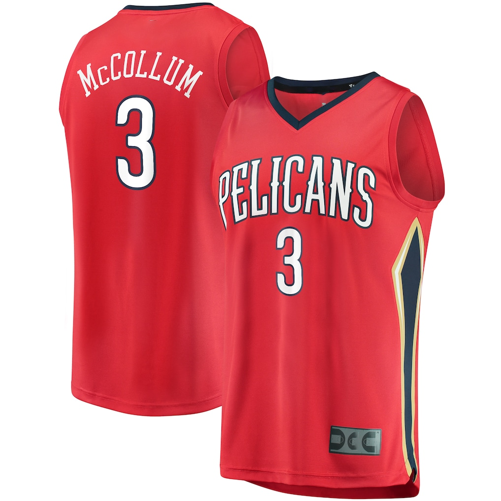 Odoa NO.Pelicans #3 C.J. McCollum Red Fast Break Replica Player Stitched Jerseys- Statement Edition