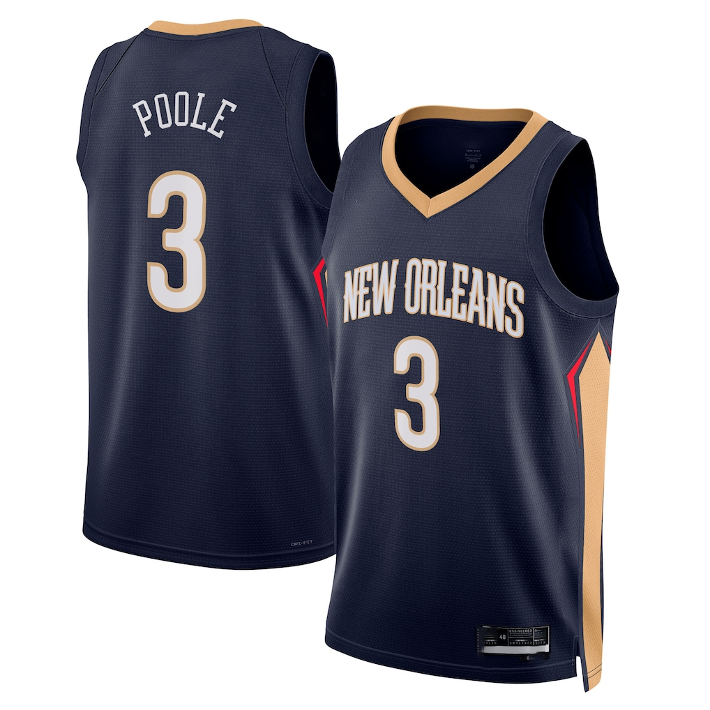 Odoa NO.Pelicans #3 Jordan Poole Navy Swingman Stitched Jerseys- Icon Edition