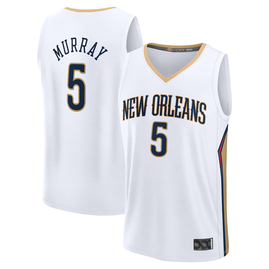Odoa NO.Pelicans #5 Dejounte Murray White Fast Break Replica Player Stitched Jerseys- Association Edition