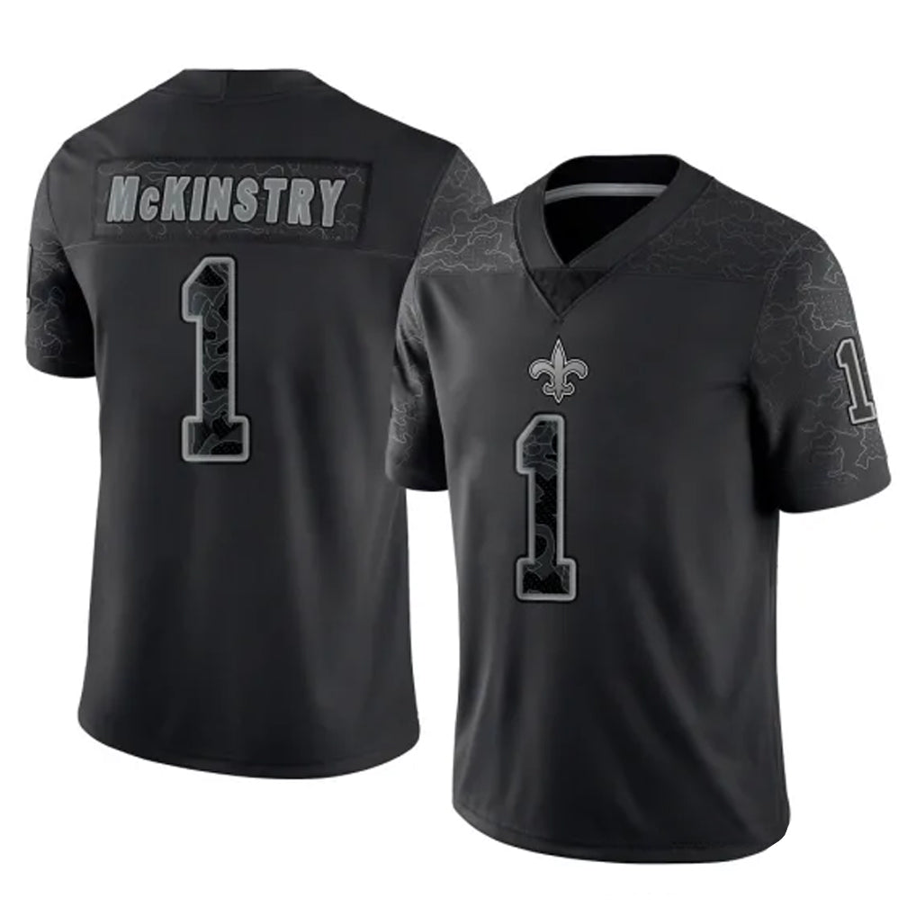 Odoa NO.Saints #1 Kool-Aid McKinstry Player Black Limited Reflective Home Game Stitched Jerseys