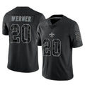Odoa NO.Saints #20 Pete Werner Player Black Limited Reflective Home Game Stitched Jerseys