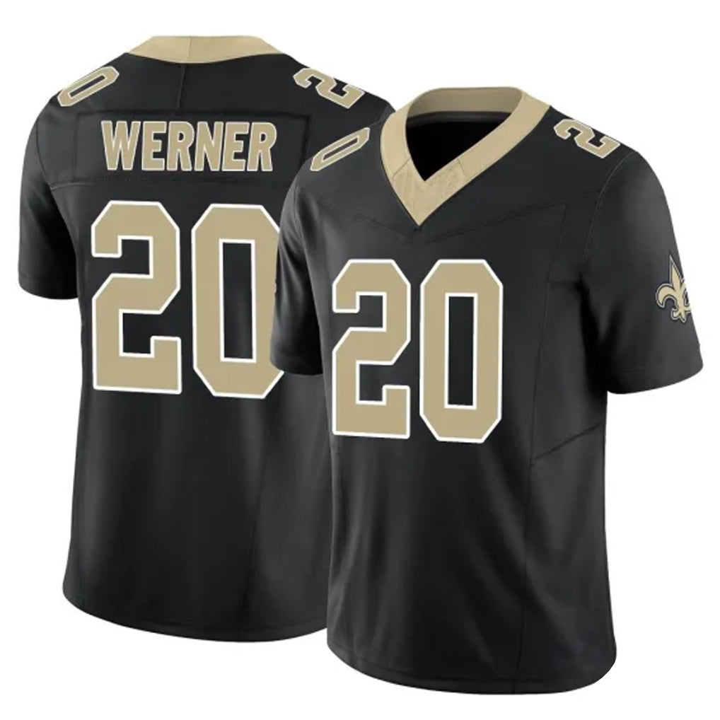 Odoa NO.Saints #20 Pete Werner Player Black Limited Vapor F.U.S.E. Home Game Stitched Jerseys