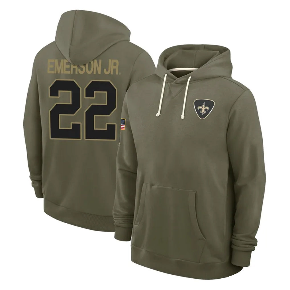 Odoa NO.Saints #22 Martin Emerson Jr. Player Olive Salute to Service Pullover Hoodies Limited Stitched Jerseys