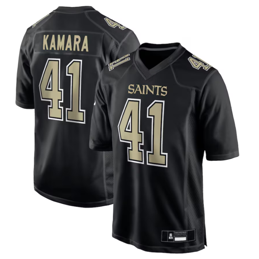 Odoa NO.Saints #41 Alvin Kamara Player Carbon Black Fashion Game Stitched Jerseys