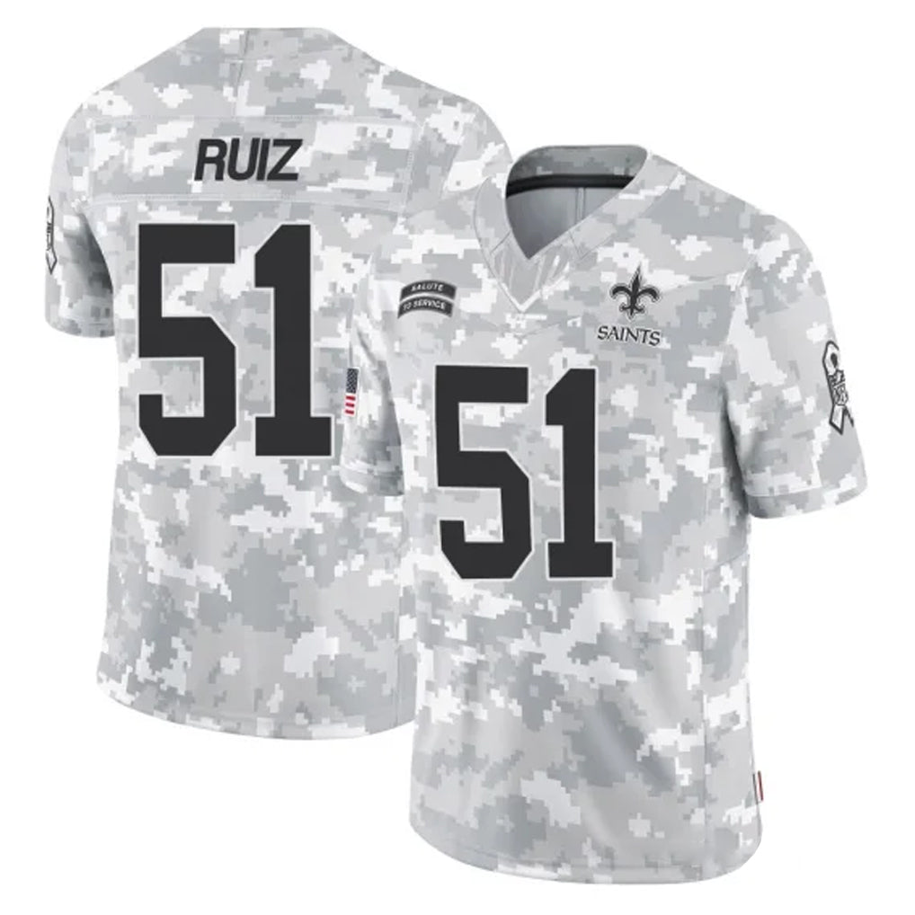 Odoa NO.Saints #51 Cesar Ruiz Player Arctic Camo Salute To Service Limited Game Stitched Jerseys