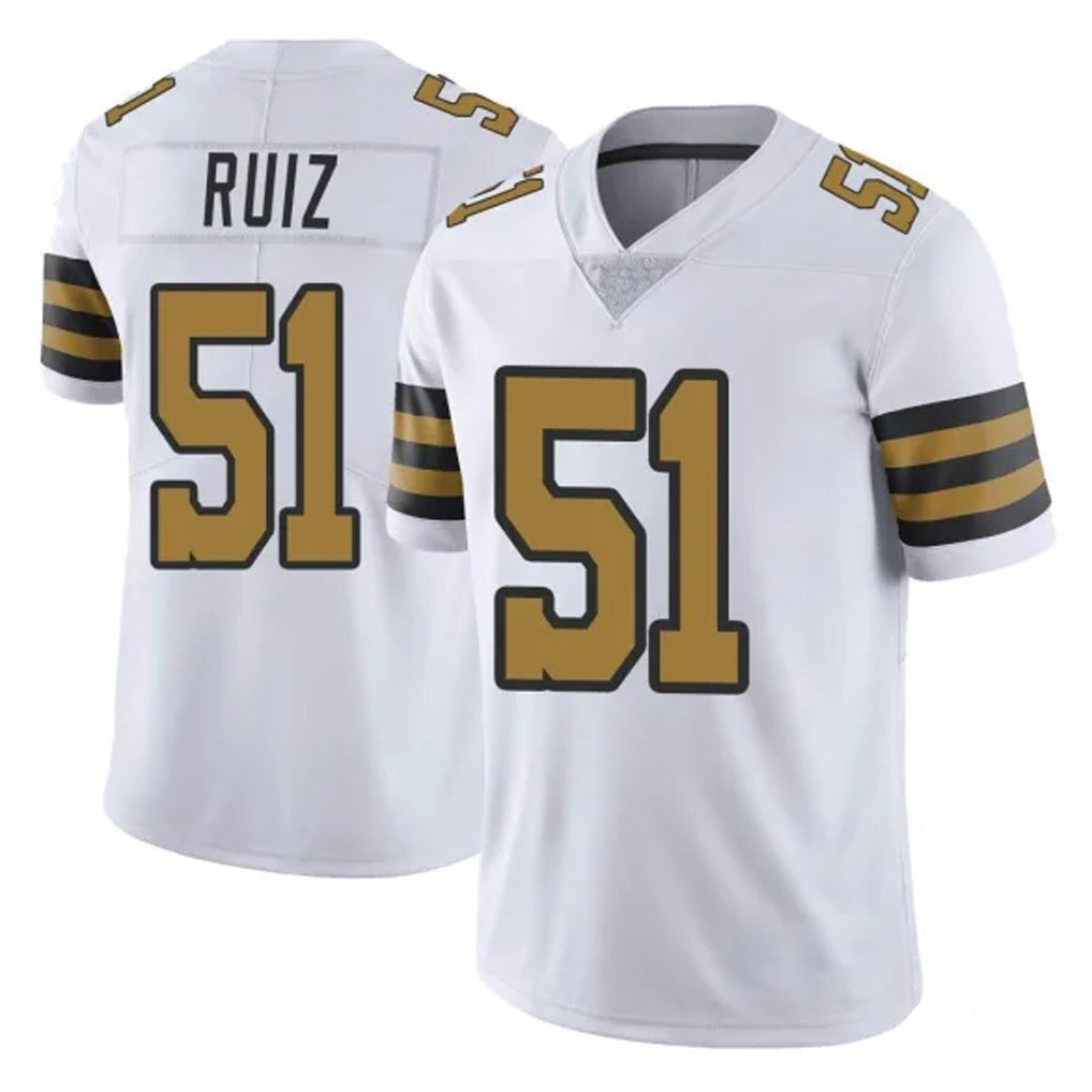 Odoa NO.Saints #51 Cesar Ruiz Player White Limited Color Rush Home Game Stitched Jerseys