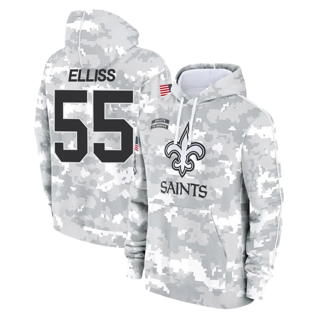Odoa NO.Saints #55 Kaden Elliss Player Arctic Camo Salute to Service Pullover Hoodies Limited Game Stitched Jerseys