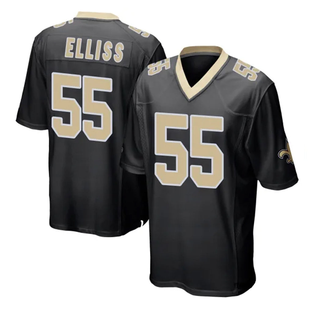 Odoa NO.Saints #55 Kaden Elliss Player Black Home Game Stitched Jerseys