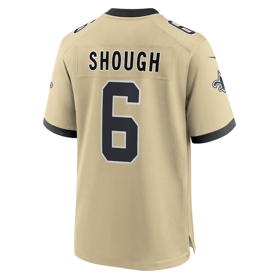 Odoa NO.Saints #6 Tyler Shough Gold Alternate Game Player Stitched Jerseys