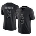 Odoa NO.Saints #6 Tyler Shough Player Black Limited Reflective Home Game Stitched Jerseys