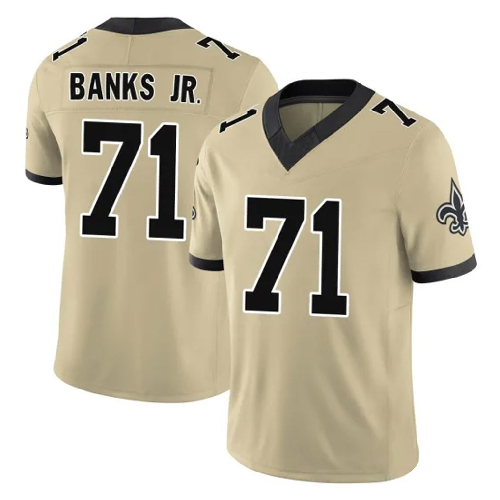 Odoa NO.Saints #71 Kelvin Banks Jr. Player Gold Limited Vapor F.U.S.E. Home Game Stitched Jerseys