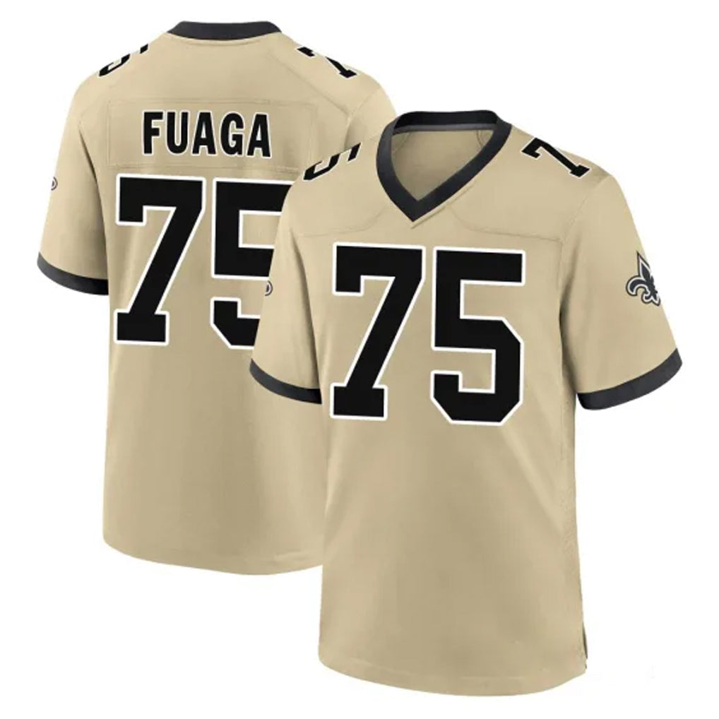 Odoa NO.Saints #75 Taliese Fuaga Player Gold Home Game Stitched Jerseys