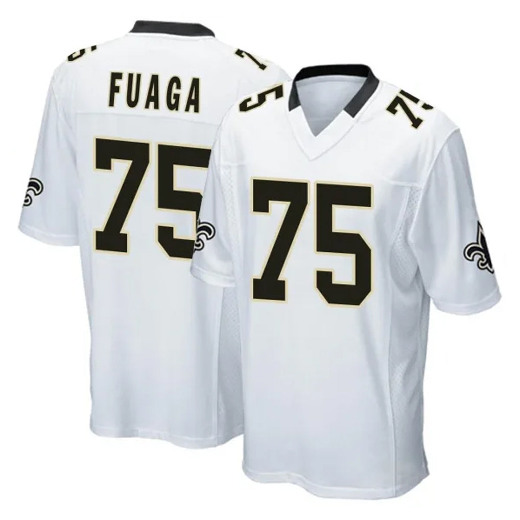 Odoa NO.Saints #75 Taliese Fuaga Player White Home Game Stitched Jerseys
