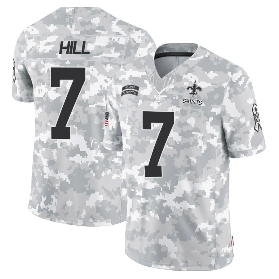 Odoa NO.Saints #7 Taysom Hill Player Arctic Camo Salute to Service Limited Stitched Jerseys