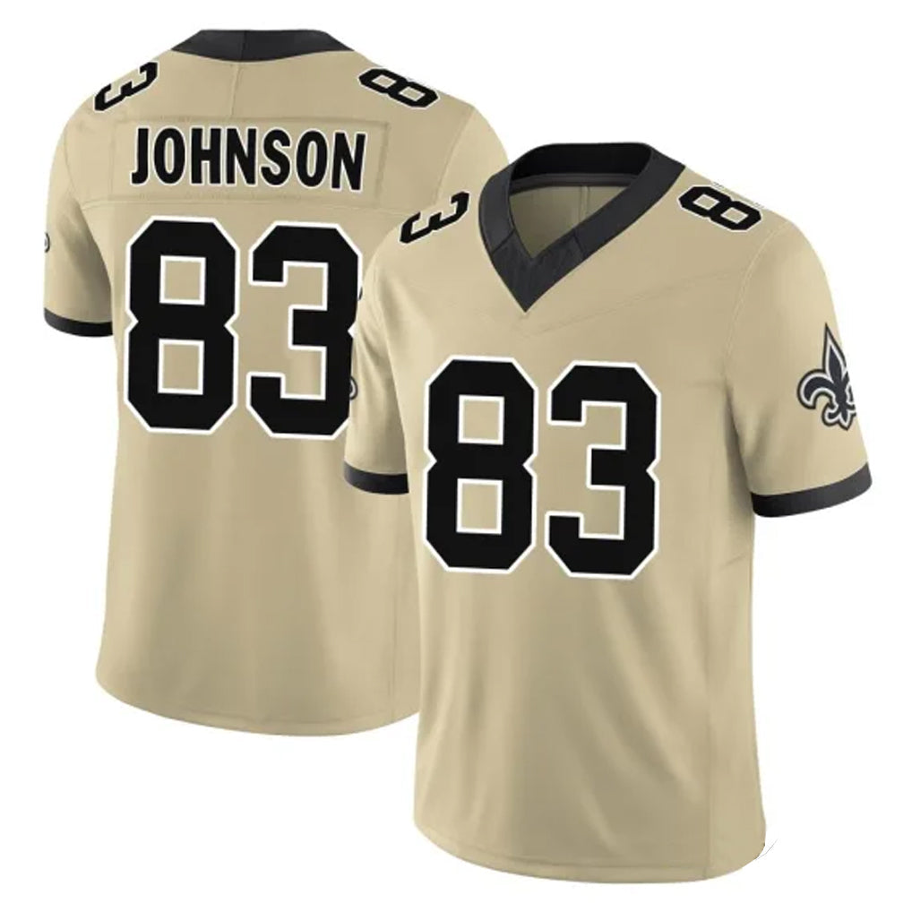 Odoa NO.Saints #83 Juwan Johnson Player Gold Limited Vapor F.U.S.E. Home Game Stitched Jerseys