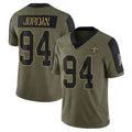 Odoa NO.Saints #94 Cameron Jordan Player Salute To Service Olive Stitched Jerseys